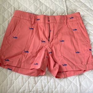 Pink shorts with blue fish size 2